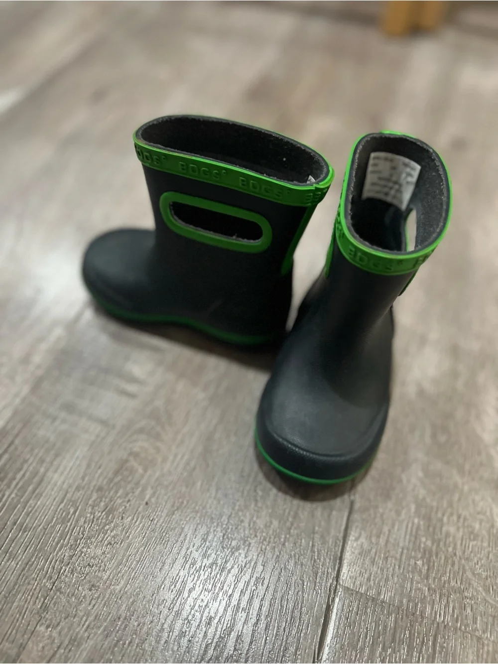 Bogs Toddler Black/Green Waterproof Rain Boots